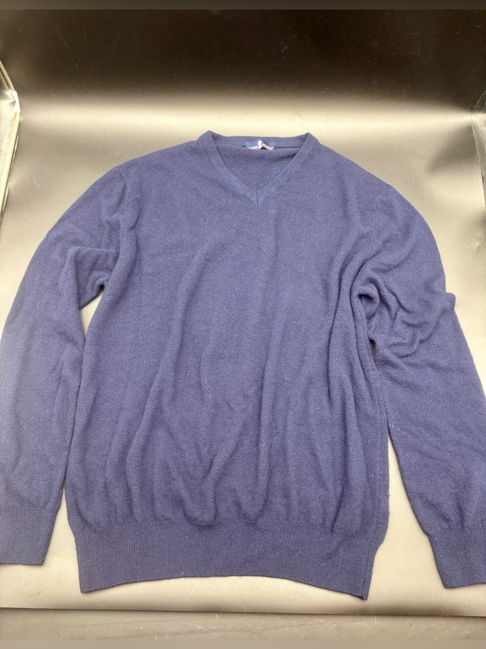 Eredi Pisanò Roma Men’s Navy Blue Wool Blend V-Neck Sweater Made in Italy XL